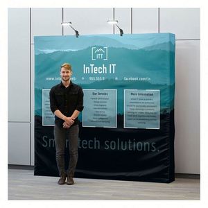 10ft*10ft Aluminum Pop-up Display <b>Stand</b> <b>Backdrop</b> Straight PoP-up for Travel Agency Education Insurance-Durable - Product Image 1