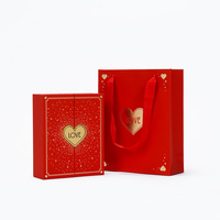 Boîte à bijoux en papier rigide en forme de cœur de luxe personnalisée avec insert en velours pour bague, boucles d'oreilles, emballage cadeau 130x160x67mm