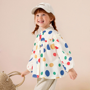 Blusa con volantes y estampado <span class=keywords><strong>de</strong></span> lunares coloridos <span class=keywords><strong>para</strong></span> <span class=keywords><strong>niñas</strong></span>, camisa informal con botones y <span class=keywords><strong>manga</strong></span> <span class=keywords><strong>larga</strong></span> <span class=keywords><strong>para</strong></span> niños - Product Image 1