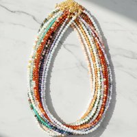 Collar de Piedras Naturales Facetadas Mini, con Cuentas de Cristal Curativas, Chapado en Oro Clásico, Unisex