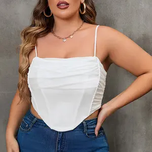 Camiseta de malha sexy cami plus size da moda para mulheres 2024 atacado