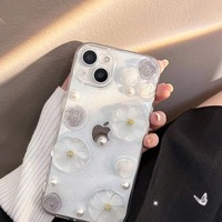 Bling fleur blanche Design PC coque de téléphone pour iPhone 15 14 Pro Max accessoires de téléphone portable coque de téléphone portable