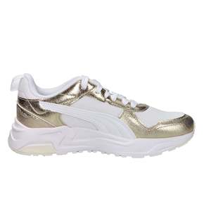 รองเท้าผ้าใบ Puma Donna สีขาวทอง ส้นสูง 4 ซม. แบบสวมใส่เดิน - Product Image 4