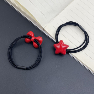 Coletero de alta elasticidad de 5 cm de diámetro con forma de oso rojo, corazón, estrella, Mickey y conejo para niños y adultos, uso diario - Product Image 3
