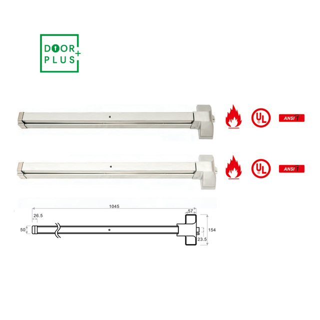 Doorplus Factory Direct Stainless Steel 304 Panic Exit Device Key Unlock Anti-Theft Feature for Fire Door Emergency Push Bar