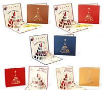 Cartes d'invitation d'anniversaire personnalisées en papier, gâteau d'anniversaire 3D pop-up, impression UV, estampage à chaud doré, carte de vœux cadeau