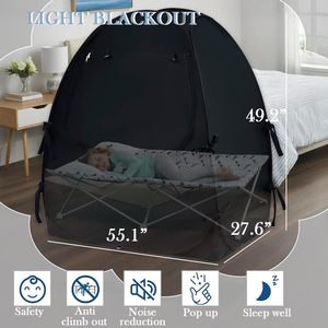 Casa <span class=keywords><strong>DE</strong></span> SEGURIDAD opaca para niños, casa <span class=keywords><strong>de</strong></span> juegos al aire libre <span class=keywords><strong>de</strong></span> apertura rápida plegable, tienda <span class=keywords><strong>de</strong></span> campaña negra opaca para interiores, <span class=keywords><strong>cuna</strong></span>, cama para niños, tienda para dormir - Product Image 2