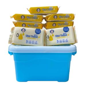 Lingettes humides antibactériennes lavables mini toilettes, soins quotidiens, sans alcool, lingettes humides bon marché, 10 paquets avec mini boîte de rangement - Product Image 1
