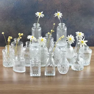 بيع بالجملة عرض خاص مزهرية زجاجية عتيقة حديثة بسيطة زهور صغيرة مزهرية زجاجية لحفل الزفاف
