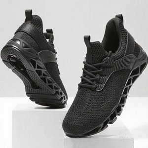 Zapatos para caminar de punto transpirables con cordones, zapatillas ligeras con amortiguación, punta redonda, calzado deportivo informal para hombre - Product Image 2