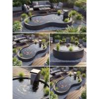 Bassin à carpes koï en acier inoxydable 316L avec filtration biologique, design moderne, personnalisable pour les jardins, les hôtels et les espaces commerciaux