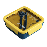 1100ml Auslaufsichere Blau-Grüne Quadratische Lebensmittel-Plastikbox für Schule und Büro Bento-Lunchbox mit Warmhaltefunktion