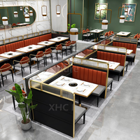 Ensemble de banquettes modernes pour restaurant, canapé rembourré avec table à structure métallique pour café, bar, hôtel, mobilier commercial