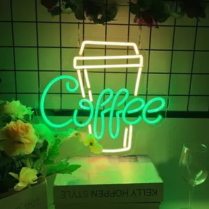 Maxart direct factory caffè verde con finestra del negozio di tazze bianche pubblicità caffetteria pubblicità insegna al neon