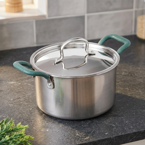 Casserole en acier inoxydable avec couvercle en verre, poignées en silicone, design moderne, durable, compatible avec les cuisinières à gaz et à induction - Product Image 5
