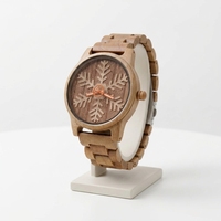 Boîtier en bambou Ruirui, montre en bois simple et élégante, ingéniosité, flocon de neige sculpté convexe et concave, mouvement à quartz pour aiguilles, 3 ATM