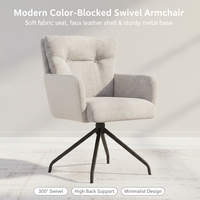 Peinture noire cadre en métal fauteuils en tissu gris housse en tissu siège en mousse fauteuil pivotant
