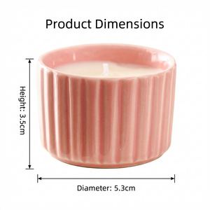 Best Sale Ribbed Mini Ceramic Candle <b>Jar</b> <b>Empty</b> Candle Holder for DIY Candle Making Wedding Favor Home Decor Bulk Wholesale - Product Image 2