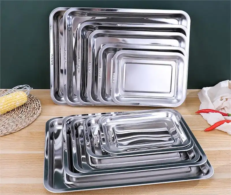Good Quality Food Grade Metal Stainless Steel Water Square Food Serving Baking Tray