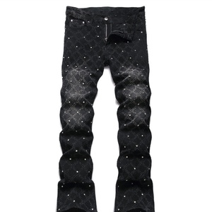 Pantalones Vaqueros Ajustados de Estilo Punk para Hombre 2025, con Tachuelas Bordadas, Elásticos, Ropa Urbana Juvenil, Rock, Hip-Hop - Product Image 3