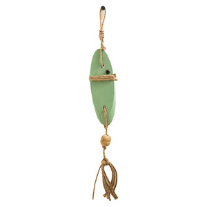 Mediterranean Style Oval Wood <b>Wall</b> Hanging <b>Decor</b> Green And Gray With Rope Tassel Home <b>Decor</b> - Product Image 4