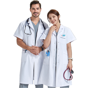 カスタムユニセックスプレミアムホワイトドクターコートスクラブスーツ看護師用高品質織りラボコートサイズ<span class=keywords><strong>XL</strong></span>カスタムロゴ付き - Product Image 3