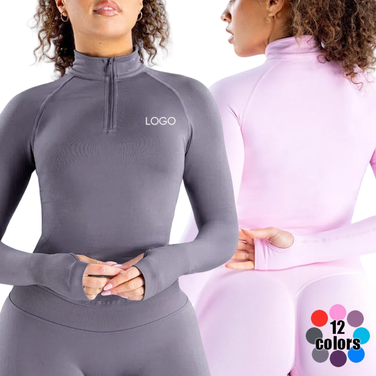 Women's Stand Neck Half Zipper Yoga Top New Trend Long Sleeves Sunscreen Design High Stretch Quick Dry Seamless Yoga T-shirt