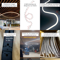 Profilé en aluminium moderne personnalisable pour éclairage suspendu, profilé en aluminium pour éclairage linéaire LED incurvé, éclairage de plafond en anneau