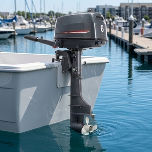 Nouveau moteur de bateau de pêche 6 temps 102cc avec système de refroidissement par eau, commande par tige de direction et cordon de coupure d'urgence - Product Image 2