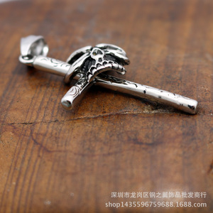 yunnique Stainless Steel Skull And Cross Pendant Themed Pendants For <b>Necklace</b> White Red Black Color - Product Image 4