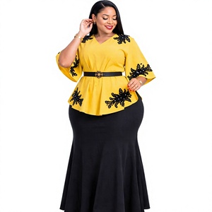 Vêtements ethniques africains Dashiki à motifs unis pour femmes adultes, ensembles de 2 pièces, jupes, costumes, fausse fourrure, automne - Product Image 2