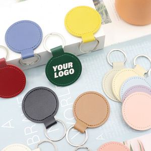 Promotion Accessories Ladies Gift <b>Circle</b> Leather Key <b>Rings</b> With Logo Custom - Product Image 2