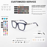 Personnalisation de lunettes de vue en acétate haut de gamme pour hommes, montures et verres optiques tendance pour un usage quotidien, OEM/ODM