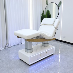 Contemporary PU Leather Massage Table with Built-In <b>Headrest</b> Adjustable Salon Furniture for Commercial Use - Product Image 2