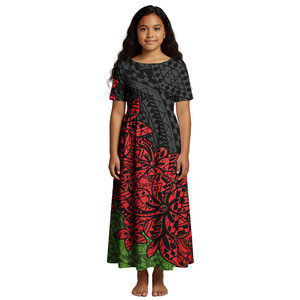 <span class=keywords><strong>Vestidos</strong></span> Hawaianos de Manga Corta para Niña, Vestido Vacacional con Estampado Floral, Vestido <span class=keywords><strong>Aloha</strong></span> con Estampado Floral Personalizado, Ropa Polinesia para Niños - Product Image 6