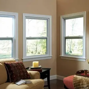 Ventanas colgantes dobles deslizantes verticales de aluminio KS gran oferta en modelo americano en diseño de parrilla de ventana de casa