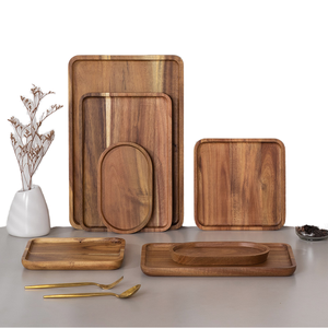 Plateau en bois d'acacia massif, technique de gravure, design moderne, décoration d'intérieur pour barbecue, thé japonais, collations, gâteaux - Product Image 2
