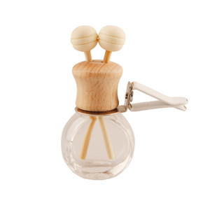 Botella de Vidrio Vacía Redonda de 8 ml para Perfume, Difusor con Clip para Ventilación de Coche, con Tapa de Madera - Product Image 2