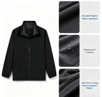 Veste Softshell Homme Personnalisée Nouvelle Collection Automne – Vêtement de Sport Tendance à Manches Longues, Col Montant et Fermeture Éclair pour Activités de Plein Air