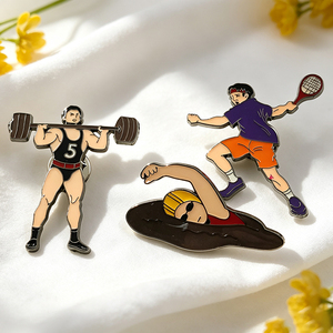 Épingles de revers personnalisées en émail, badges métalliques à personnage de dessin animé, forme irrégulière, sans nickel, fixation par épingle de sûreté, style mignon, promotion - Product Image 3
