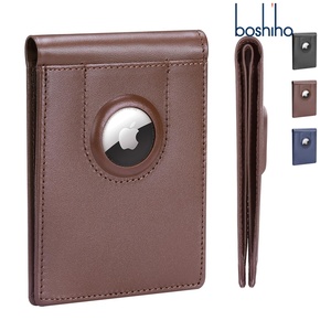 Cartera Delgada de Cuero Genuino Boshiho con Bolsillo Frontal para Hombre, con Ranura para AirTag y Bloqueo RFID - Product Image 2