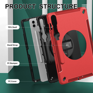 360 °   Étui de tablette robuste <span class=keywords><strong>portable</strong></span> avec sangle rotative et emplacement pour stylet pour <span class=keywords><strong>Samsung</strong></span> Galaxy Tab <span class=keywords><strong>S9</strong></span> FE <span class=keywords><strong>Plus</strong></span> 12,4 pouces SM-X616 - Product Image 3
