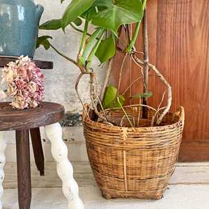Panier de rangement vintage en bambou fait main du Vietnam, panier à plantes en osier asiatique avec poignées – Fournisseur - Product Image 1