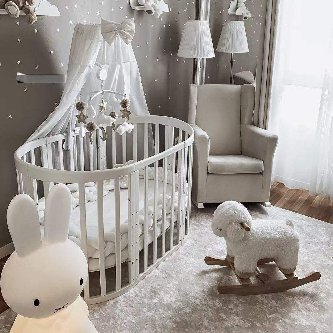 Kids Cribs Baby Bed Wood Baby Cot Furniture Child Bed Convertible