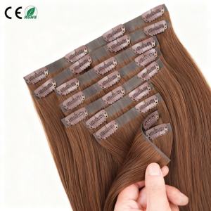 Premium Luxury Invisible Clip-in Brazilian Virgin Remy <b>Human</b> <b>Hair</b> <b>Extensions</b> Machine Double Weft Perm Ready Seamless Injected - Product Image 1
