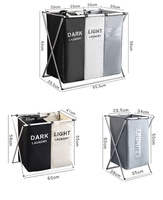 Nylon Pliant Pliable 1 2 3 Section Panier En Plastique Lavage Vêtements Panier De Rangement Organisateur Couvercle Pliable Panier À Linge
