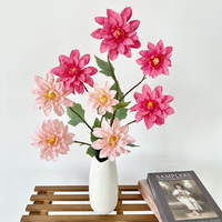4 têtes de fleurs artificielles de dahlia en soie pour mariage, Noël, décoration de vases, arrangement floral pour la maison et le jardin