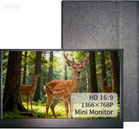 Moniteur portable 11,6 pouces 1366*768 60Hz avec housse de protection en cuir, haut-parleurs intégrés, écran externe pour ordinateur portable, bureau, jeux