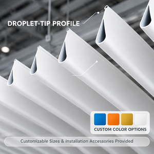 Plafond suspendu en aluminium durable en forme de V, à gouttes d'eau, pour la rénovation intérieure moderne - Product Image 2