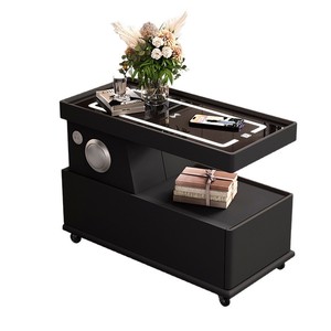 Big Camphor Smart <b>Side</b> <b>Table</b> With Charging Function 1 Drawer Tempered Glass Top Bedside Storage Cabinet Living Room Coffee <b>Table</b> - Product Image 5